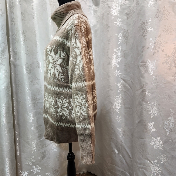 PURE Alfred Sung Holiday Snowflake Knit Pullover Turtleneck Sweater (XL) - Picture 5 of 12